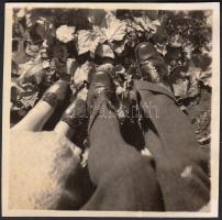 cca 1930-1940 Bergsmann Pál: Séta közben, vintage fotó, jelzetlen, a szerző hagyatékából, 5x5 cm.