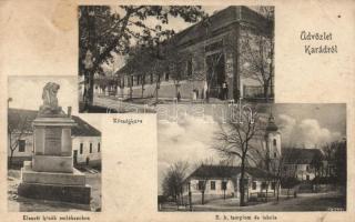 Karád, községháza, hősök emlékszobra, katolikus templom és iskola