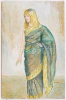Dudits jelzéssel: Zöld ruhás nő. Olaj, vászon, 70×45 cm