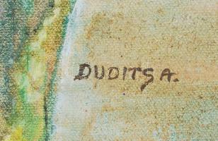 Dudits jelzéssel: Zöld ruhás nő. Olaj, vászon, 70×45 cm