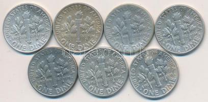 Amerikai Egyesült Államok 1951. 1d Ag + 1962. 1d Ag + 1963. 1d Ag (2x) + 1964. 1d Ag + 1969. 1d T:2,...