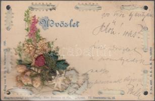 5 db régi virág motívumú képeslap, közte több litho és egy díszített képeslap / 5 old motive cards, ...