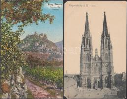 10 db régi külföldi városképes lap: német (1), olasz (2) és osztrák (7) városképes lap / 10 old fore...