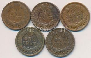 Amerikai Egyesült Államok 1903-1908. 1c (5x) mind klf T:2,2-,3
USA 1903-1908. 1 cent (5x) all differ...