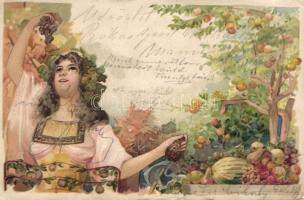 Lady, still life, litho (small tear)