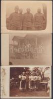 17 db régi, katonai és folklór témájú motívum lap, köztük több fotólap / 17 old motive cards, soldiers, folklore, including some photo