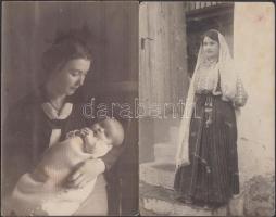 17 db régi, katonai és folklór témájú motívum lap, köztük több fotólap / 17 old motive cards, soldie...