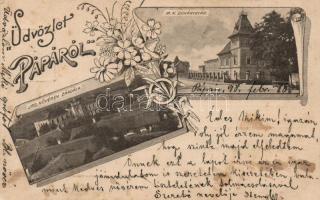 1898 Pápa, Irgalmas nővérek zárdája, dohánygyár, floral (fl)