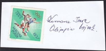 Komora Imre (1940), olimpiai bajnok labdarúgó saját aláírása kivágáson