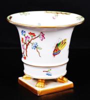 Herendi Viktória mintás karmos váza, kézzel festett, jelzett (koronás), hibátlan, m:10 cm d:10,5 cm