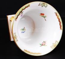 Herendi Viktória mintás karmos váza, kézzel festett, jelzett (koronás), hibátlan, m:10 cm d:10,5 cm
