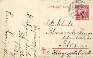 Veszprém, Színház és Korona szálloda; kiadja Krausz Ármin fia