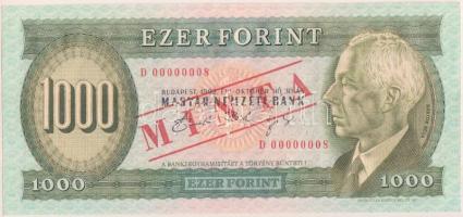 1992. 1000Ft piros "MINTA" felülnyomással és perforációval illetve "D 00000008" sorszámmal T:I Hungary 1992. 1000 Forint with "MINTA" (specimen) overprint / perforation and "D 00000008" serial number C:UNC Adamo F46M