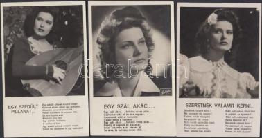 3 db régi Karády Katalin lap / 3 old motive cards