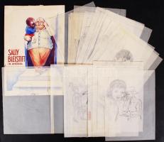 Ék Sándor, Alex Klein (1902-1975): Sally Bleistift in Amerika című könyvhöz készült illusztrációk, s...