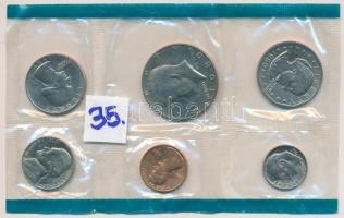 Amerikai Egyesült Államok 1980. 1c - 1/2$ 6klf forgalmi szett laminált T:1 USA 1980. 1 cent - 1/2 Dollar 6 different coin set laminated C:UNC