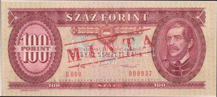 1984. 100Ft piros "MINTA" felülnyomással és perforációval illetve "B 000 - 000937" sorszámmal T:I Hungary 1984. 100 Forint with "MINTA" (specimen) overprint / perforation and "B 000 - 000937" serial number C:UNC Adamo F35Ma