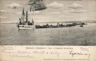 Balaton, halászat I. a halászok kivonulása; kiadja Ellinger Ede