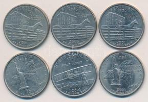 Amerikai Egyesült Államok 2001. 1/4$ (6x) T:1,2
USA 2001. 1/4 Dollar (6x) C:UNC,XF
