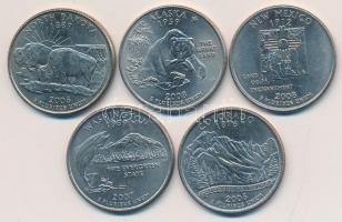 Amerikai Egyesült Államok 2006-2008. 1/4$ (5x) klf T:1,2
USA 2006-2008. 1/4 Dollar (5x) all differen...