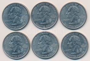 Amerikai Egyesült Államok 2003. 1/4$ (6x) klf T:1,2 USA 2003. 1/4 Dollar (6x) all different C:UNC,XF