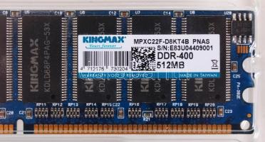 Kingmax PC-400 DDR 512 Mb memória modul (2x)
Azonos sorozattípus!