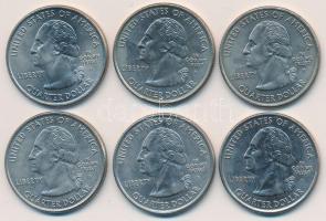 Amerikai Egyesült Államok 2004-2005. 1/4$ (6x) T:1,2 USA 2004-2005. 1/4 Dollar (6x) C:UNC,XF