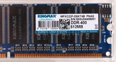 Kingmax PC-400 DDR 512 Mb memória modul (2x)
Azonos sorozattípus!