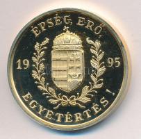 1995. "Épség, Erő, Egyetértés! / UTE (Újpesti Torna Egylet) 1885" aranyozott fém emlékérem (32mm) T:PP