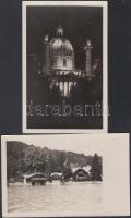 2 db régi osztrák városképes lap: Vienna/Bécs, Unterach am Attersee / 2 old Austrian postcards