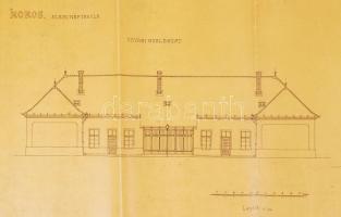 1906 Möller István (1860-1934): Koros elemi népiskola tervrajza. Aláírt 70x35 cm