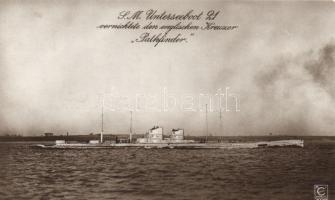 SM Unterseeboot 21 vernichtete den englischen Kreuzer 'Pathfinfer' / K.u.K. navy