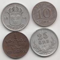 Svédország 1914. 25ö Ag + 1927. 10ö Ag + 1929. 1ö + 1930. 25ö Ag T:vegyes Sweden 1914. 25 Öre Ag + 1927. 10 öre Ag + 1929. 1 Öre + 1930. 25 Öre Ag C:mixed
