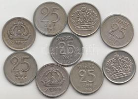 Svédország 1944-57. 25ö Ag (9x) T:vegyes Sweden 1944-57. 25 Öre Ag (9x) C:mixed