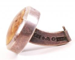 Ezüst (Ag.) mandzsettagomb kő berakással pár, jelzett, egyik hiányos bruttó: 22 g