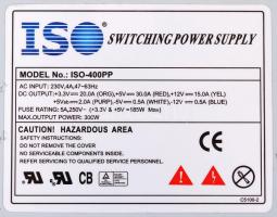 ISO-400PP 300W PC ATX használt tápegység
1 x 20pin ATX konnektor
1 x 4-pin P4 konnektor
4 x Molex ID...