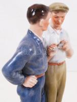 Herendi tanácskozó munkások, kézzel festett, jelzett, restaurált, ritka!!, m:26 cm