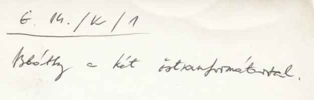 cca 1930-1939 Bláthy Ottó (1860-1939) a két őstranszformátorral, feliratozva, 9x12 cm