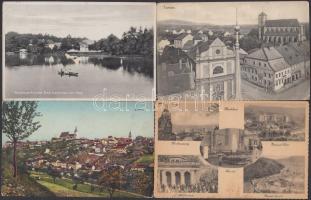 4 db régi, cseh képeslap / 4 Czech postcards: Hamr na Jezere, Znojmo, Karlovy Vary, Turnov