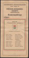 1949 Országgyűlési választás Függetlenségi népfront férfi szavazólap Heves-Nográd-Honti választókerület
