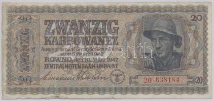 Ukrajna/Német megszállás 1942. 20K T:II Ukraine/German occupation 1942. 20 Karbowanez C:XF Krause 53