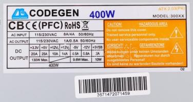 CODEGEN 300W PC ATX 2 használt tápegység
1 x 20/24pin ATX konnektor
1 x 4-pin P4 konnektor
1 x SATA ...