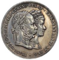 Ausztria 1879. 2G Ag "I.Ferenc József és Erzsébet királynő / Ezüstlakodalom" T:1- Austria 1879. 2 Gulden Ag "Franz Joseph and Elisabeth / Silver Jubilee" C:AU