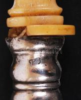 2 db csont salátás kanál antik ezüst (Ag) nyéllel, rajta 1886-os, 13 latos bécsi ezüstjelzés / 
2 sa...