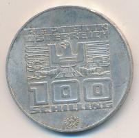 Ausztria 1976. 100Sch Ag "Innsbruck - XII. Téli olimpia / Épületek és olimpiai logó" T:2- Austria 1976. 100 Schilling Ag "Winter Olympics Innsbruck / Buildings and Olympic logo" C:VF