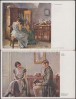 6 db régi művészlap / 6 art cards, pinx. Ludwig Hans Fischer, J. Sternfeld, Carl Zewy, Franz Horst, ...