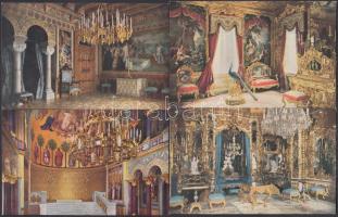 14 db régi, használatlan, német képeslap kastélybelsőkről / 14 unused, German postcards, castle interiors: Linderhof Palace (12), Neuschwanstein Castle (2)