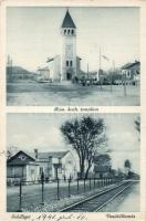 Sződliget, vasútállomás, katolikus templom; vitéz Pálffy Sándor kiadása
