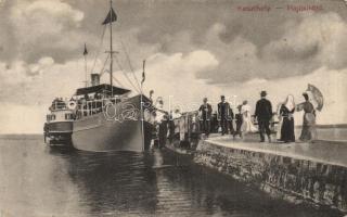 Keszthely, hajókikötő; kiadja Mérei Ignác (levágott / cut)