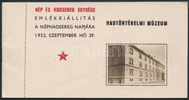 1952 Budapest 'Nép és hadsereg egysége' emlékkiállítás a néphadsereg napjára - képeslapfüzet 4 lappal